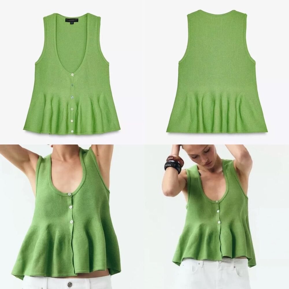 Zara Knitted Top with Peplum Scoop Neck elevated basic capsule wardrobe boho